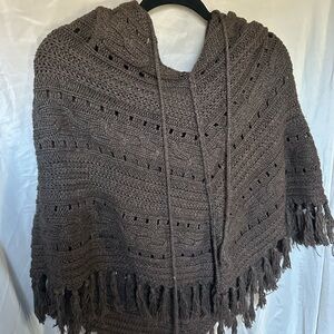 Old Navy Brown Textured Knit Poncho